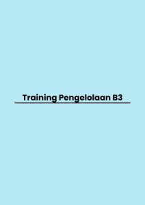 Training Pengelolaan B3